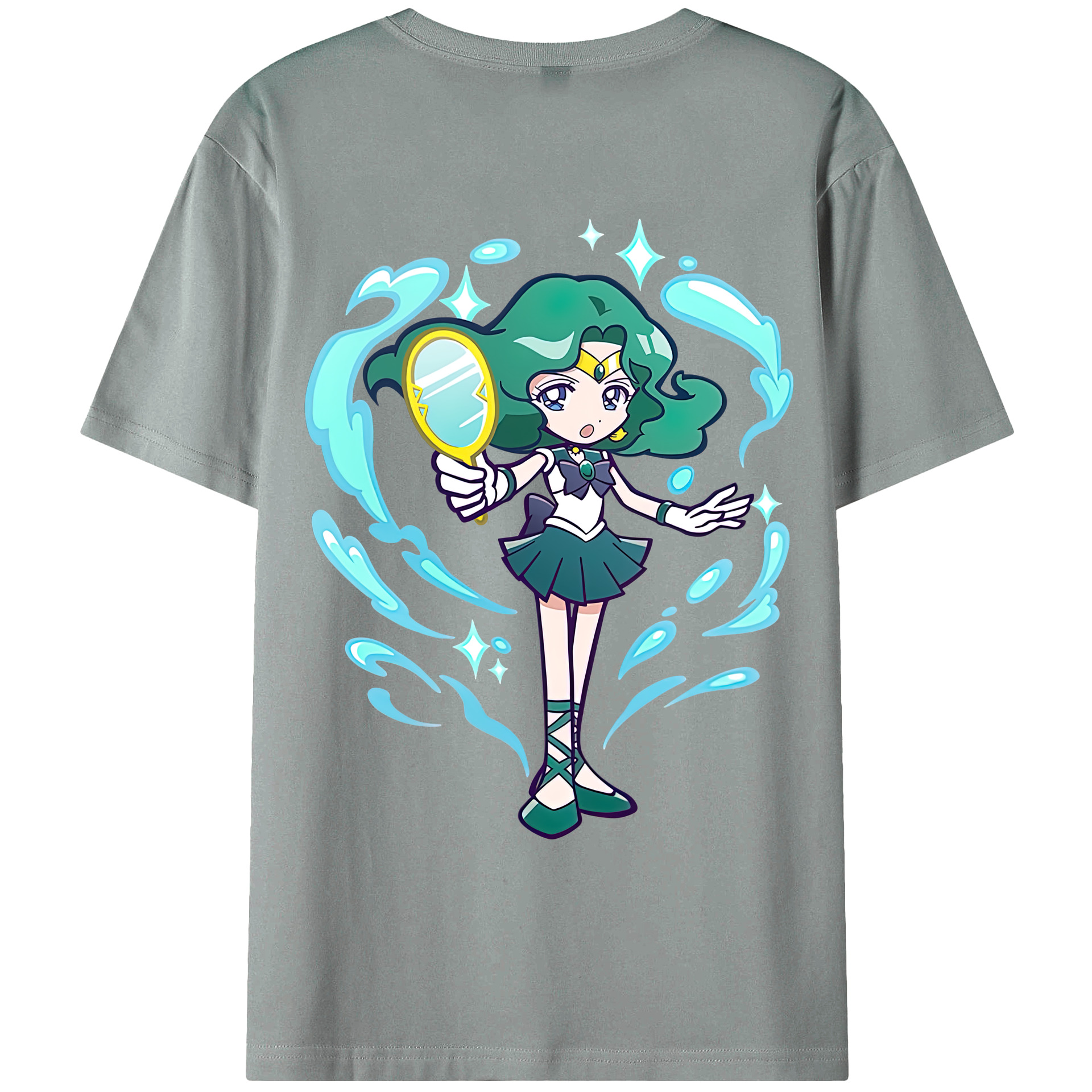 （画像用） 美少女戦士セーラームーン 海王 みちる（かいおう みちる） Sailor Moon Kaiou Michiru 綿100％ メンズ半袖Tシャツ（バックプリント） 通気性